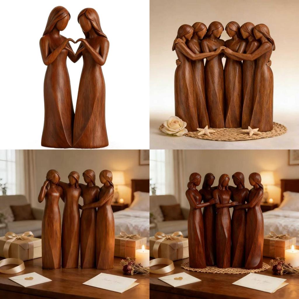 Heart Resin Decor Figurine With Wooden Texture For Home And Garden Decor