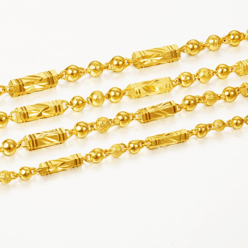 Men s Electroplated 18K Gold Necklace Hexagonal Buddha Bamboo Chain Exquisite Jewelry Clavicle Necklace Birthday Gift 60cm