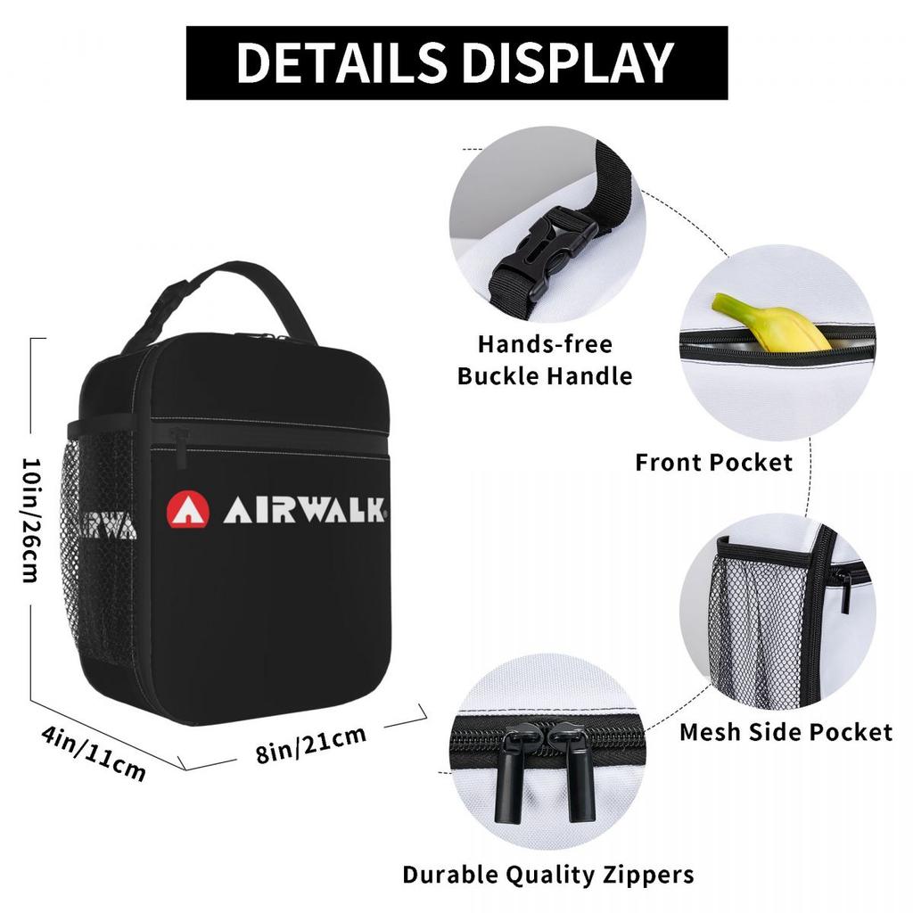 Airwalk Logo Insulated Lunch Bag for Women Children Leakproof Food Boxes Thermal Lunch Box Tote