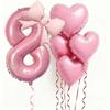 6pcs Romantic Pink Bow Heart Balloon 32Inch Birthday Party Balloons  For Engagements Wedding