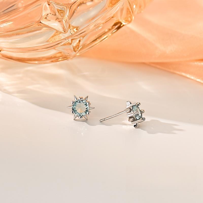Blue Diamond Small Star Earrings Are Beautiful, Light Luxury, High-end and Versatile Commuter Earrings New Style