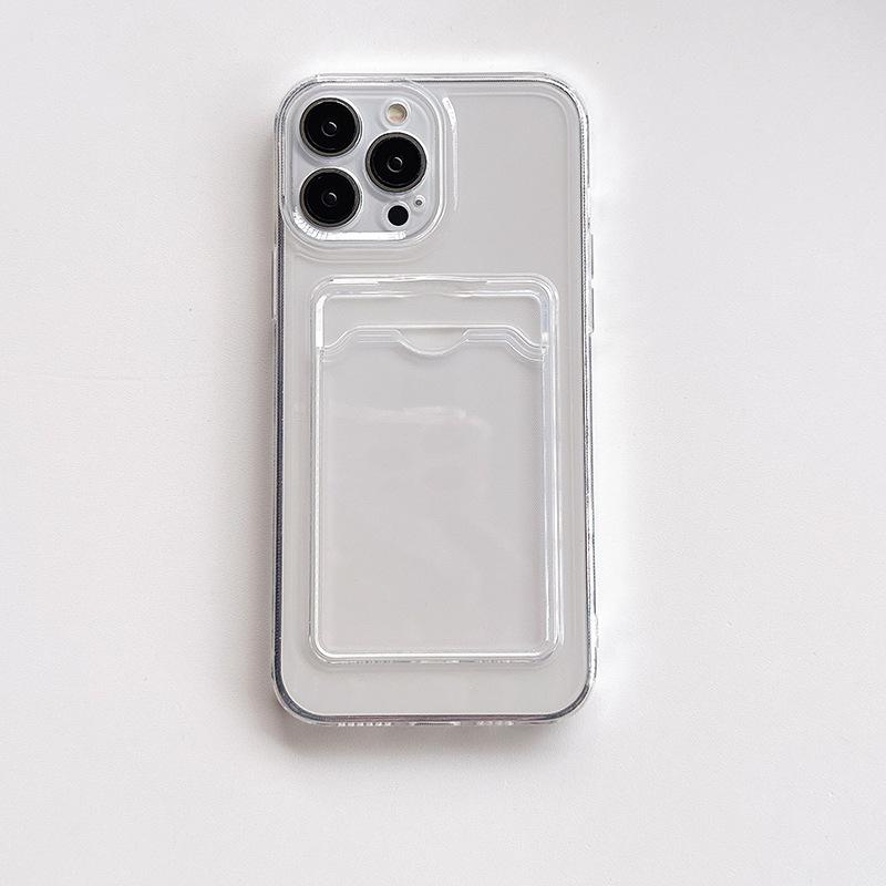 Applicable To IPhone16PRO Mobile Phone Case Simple Card Transparent Apple 15 13 with Soft Protection On The Back