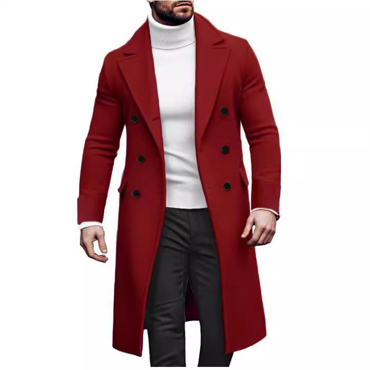 European 2024 Men's Double-Breasted Wool Overcoat In Stock