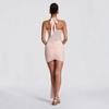 European & American Style Lace-Up Mesh Halter Patchwork Ribbon Bodycon Dress (2026 Summer Collection)