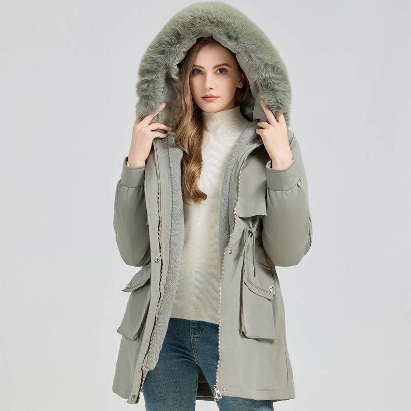 New velvet pie overcomes cotton-padded clothes, winter down cotton-padded clothes, medium and long loose warm jackets