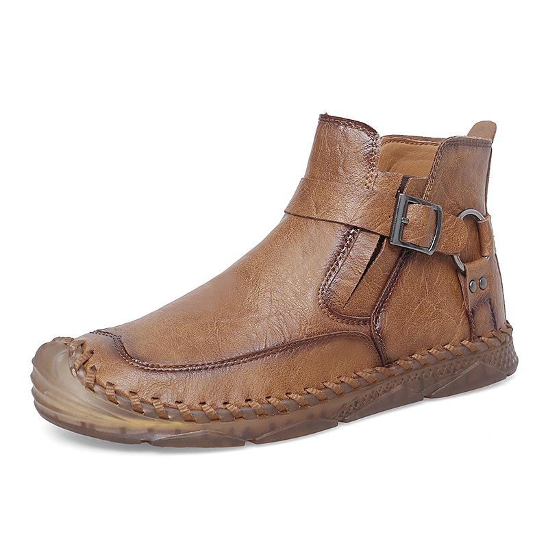 Men s 2025 Winter Casual High-Top Martin Boots - Trendy Handmade Motorcycle Workwear Shoes 40