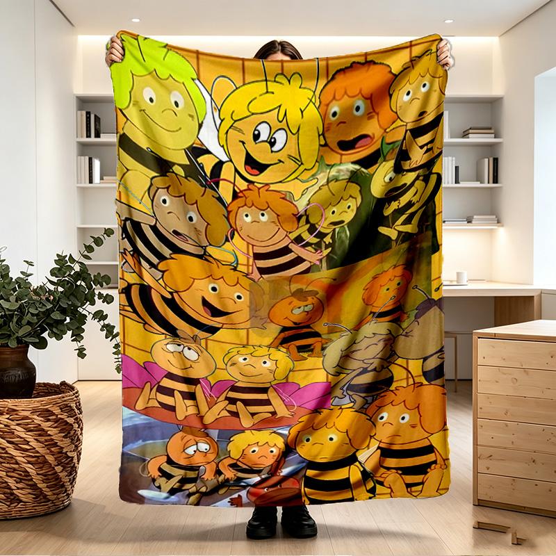 Maya the Bee Print Blanket - Soft & Comfortable, for Bedroom, Travel, Sofa, Home Decoration - Birthday Christmas Gift for Friend