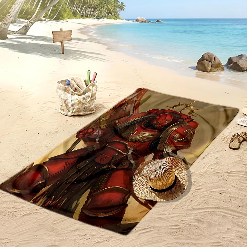 Black Printed Beach Towel Quick Dry Soft TowelPortable Large Rectangular Beach Blanket for Travel Swimming Pool