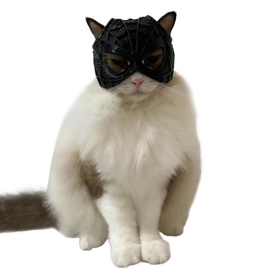 Bat Cat Avenger Face Cushion Halloween Cat Bat Cosplay Hat 3D Printed Cat Dress-up Prop Pet Costume Accessory for Parties