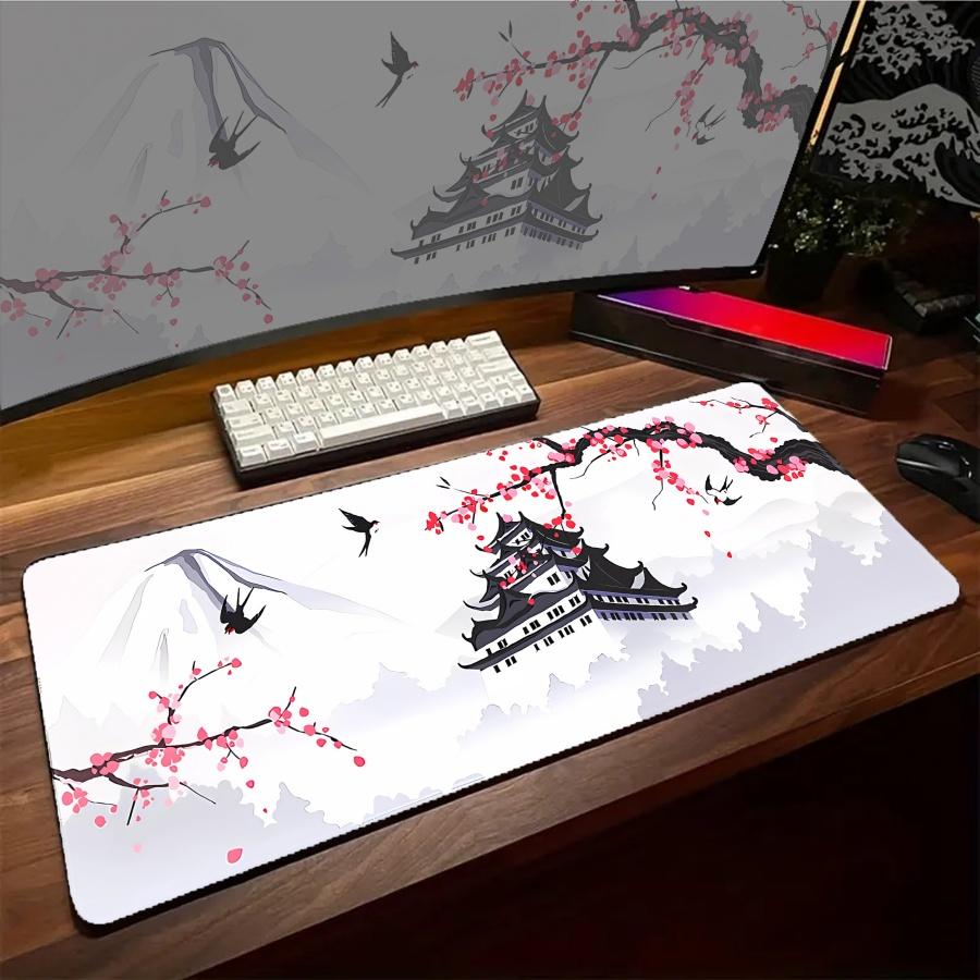 Pc Gamer Mousepad Sakura Moon Keyboard Big Gaming Mouse Pad White Kawaii Mat Rubber Accessories Computer Laptop Setup Desk Mats 800x300x2mm