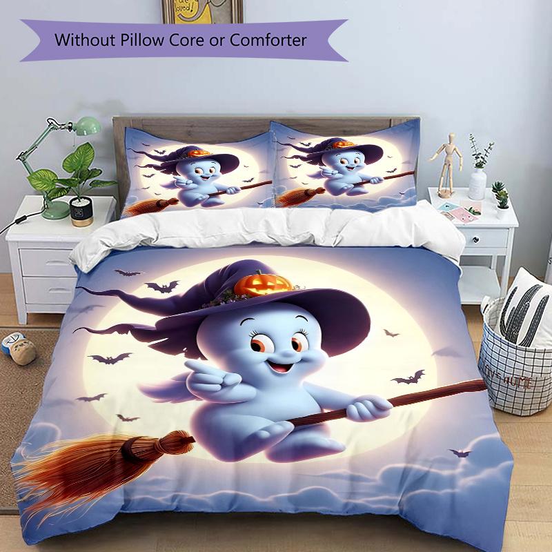 

3pcs Flying Wizard Ghost Quilt Set - Soft and Comfortable Bedroom, Guest Room and Dorm Decor Bedding Set L041 135x200cm