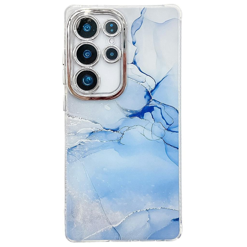 For Samsung Galaxy S25 Ultra Case IMD Marble Pattern Electroplated Protective Phone Cover