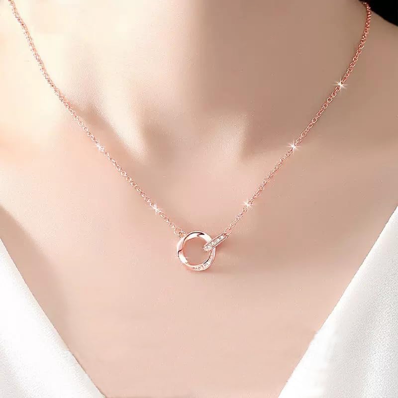 Necklace for Adjustable Pink Gift [Mesaro] Women, Zircon, Moebius, Hypoallergenic, Chain, Length, Zircon, Couple, Fashion, Sparkly, Popular, Stylish,