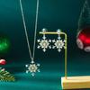 Zinc Zinc Zinc Alloy Xmas Dangle Earrings Rhinestone Snowflake Necklace Christmas Jewelry Set  Gift