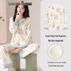 Women's Korean-Style Imitation Cotton Pajama Set with Built-In Bra, Loose Fit, Long Sleeve & Pants, Suitable for Home or Outdoor Wear.