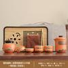 Guochao suit business coarse pottery Qingshan flying birds Lingxue pot travel tea set accompanying ceremony enterprise