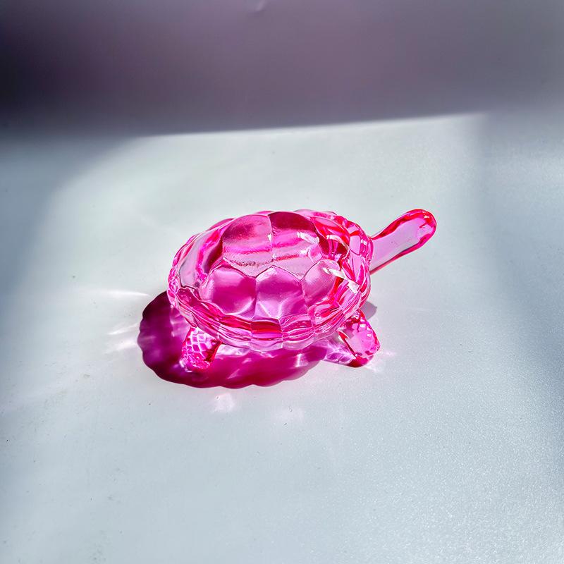 1Pc Glass Simulation Small Turtle Ornaments Glass Golden Turtle Home Fish Tank Landscaping Auspicious Decorations