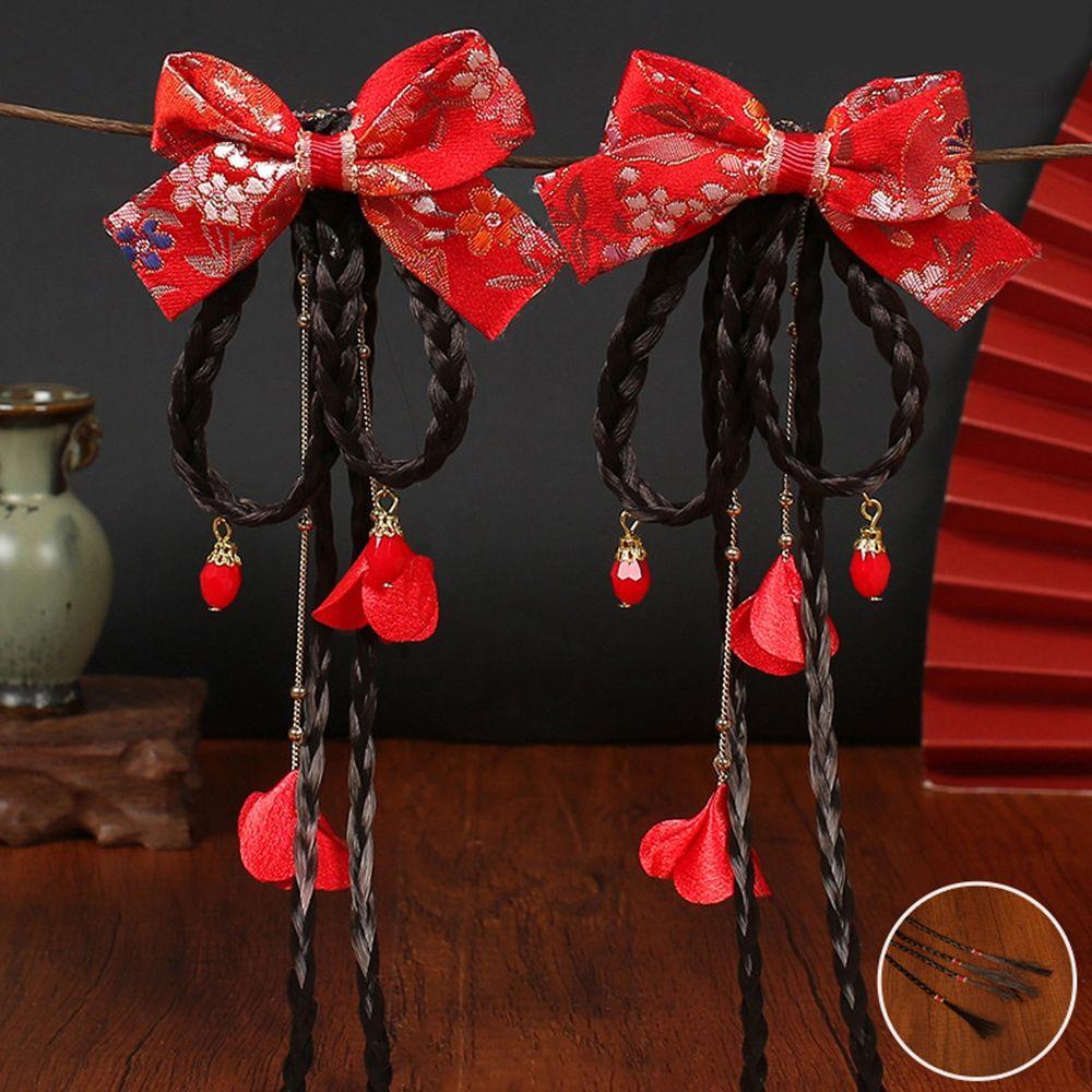 Flower Hanfu Headdress Baby Wig Hairpin New Year Headdress Child Hair Accessories Bow Hair Clip