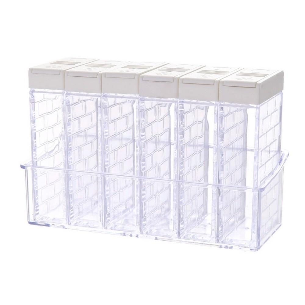 

6Pcs/Set Double Opening Cover Spices Container Set 6-in-1 Spice Canister Set Seasoning Bottle Party белый