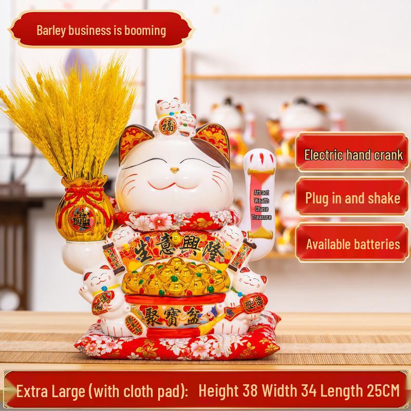 Large Waving Hand Lucky Cat Ornament - Cashier Desk Home Decor Gift