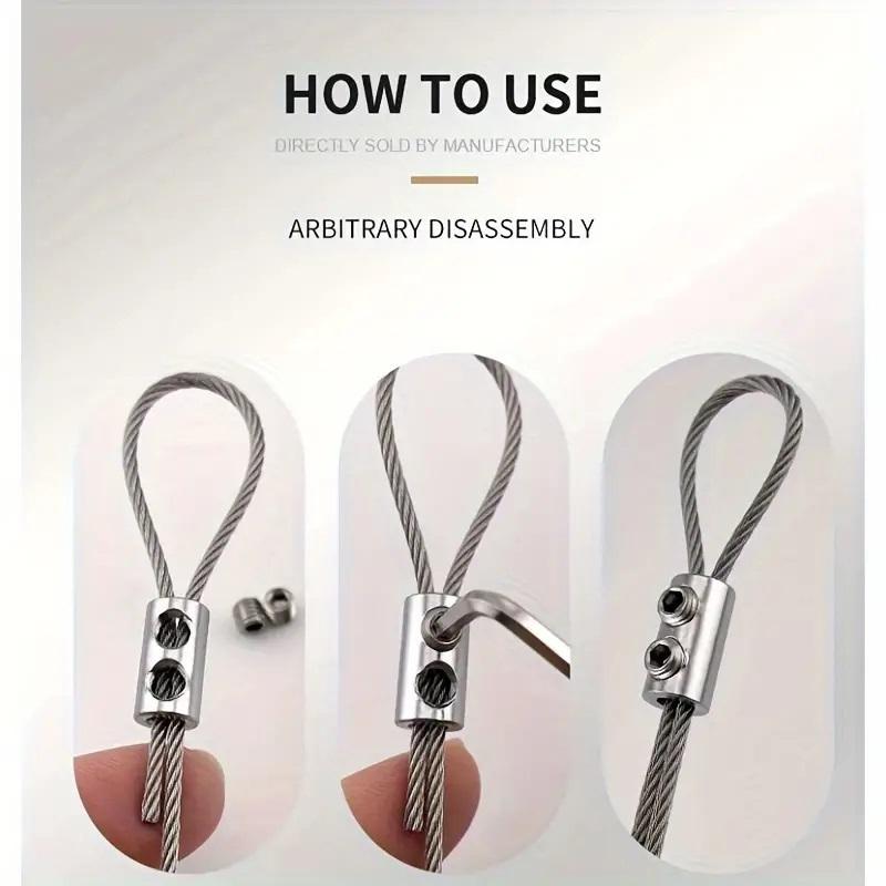 Steel wire rope self-locking lock, adjustable steel wire rope, double-hole fastening, used for home decoration locks smart lock