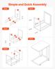 C Table, C Shaped Sofa Side Table with Metal Frame Rolling Casters, Portable C Shaped End Stand for Living Room Bedroom Office, 19.69 x 13.78 x 23.82