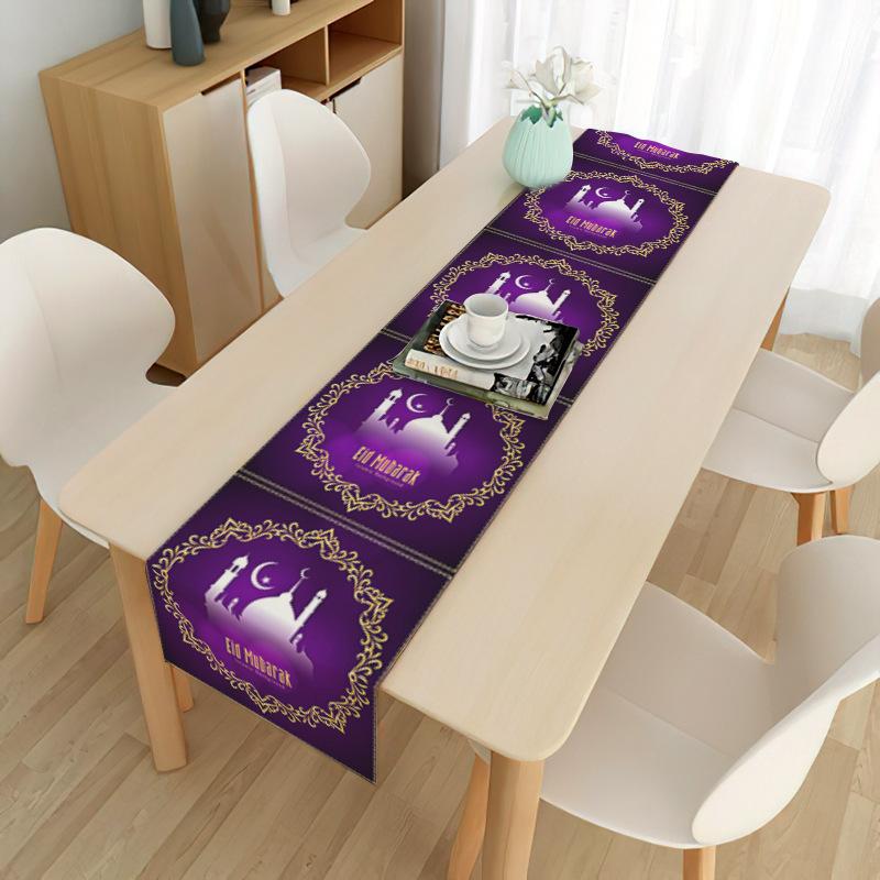 Ramadan Decor Table Runner EID Mubarak Decor Home Tablecloth Ramadan Kareem Islamic Muslim Party Eid Al Adha Gifts
