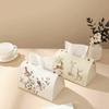 Elegante Portarrollos de Papel Estilo Chino Caja de Pañuelos de Cuero PU Estampado Dispensador de Pañuelos a Prueba de Polvo e Impermeable para Oficina en Casa