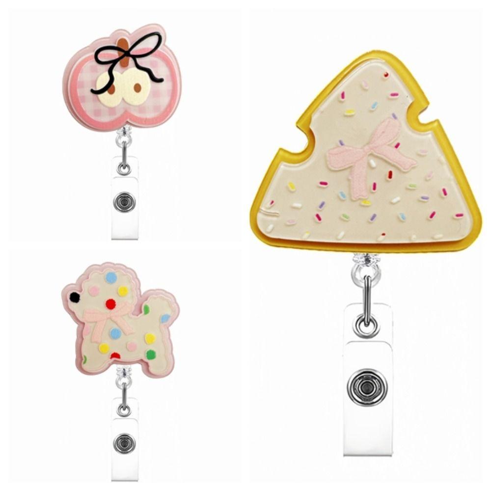 Acrylic ID Badge Holder Retractable Alligator Clip Badge Reel Clip 360 Rotating Telescopic Nurse Badge Reel Doctor Hospital