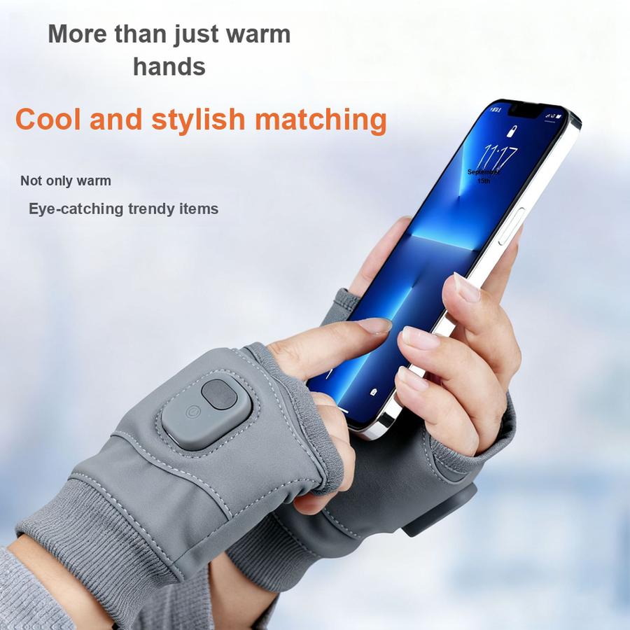 2 Pcs USB Graphite Quick Heating Gloves Game Office Outdoor Half Finger Smart Temperature Control Long Battery Life Warming Hand Warmer
