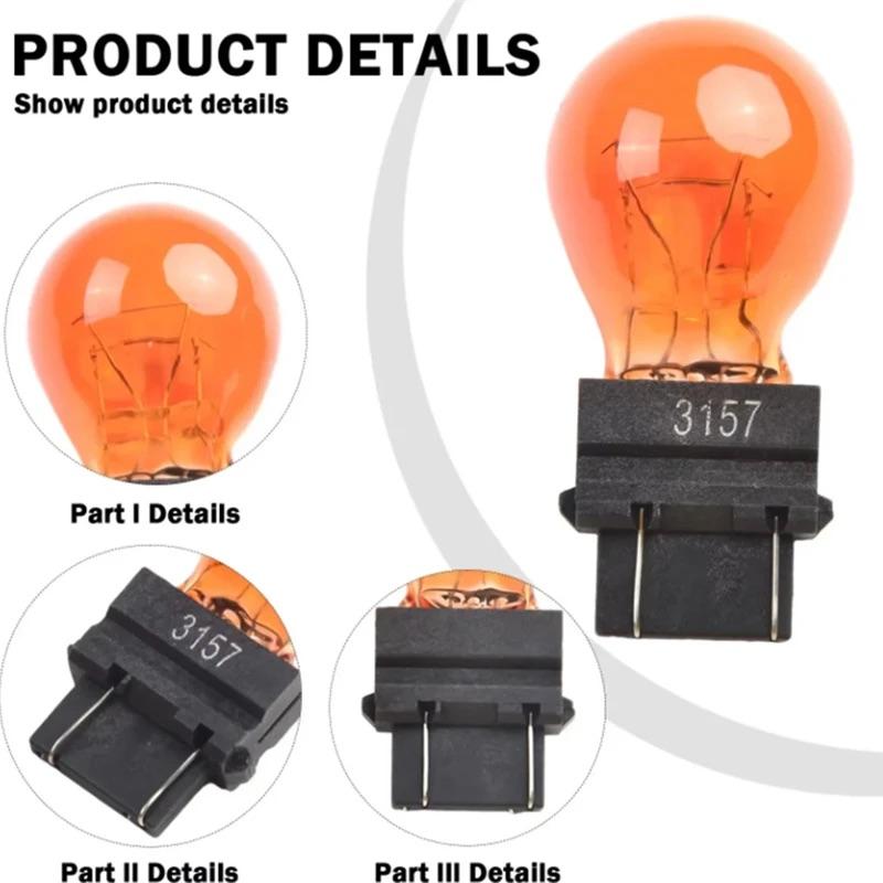 2pcs T25 3157 3156 P27W Car Turn Signal Light Bulb 12V 27W Halogen Lamp Amber White Red High QualityTurn Signal 2
