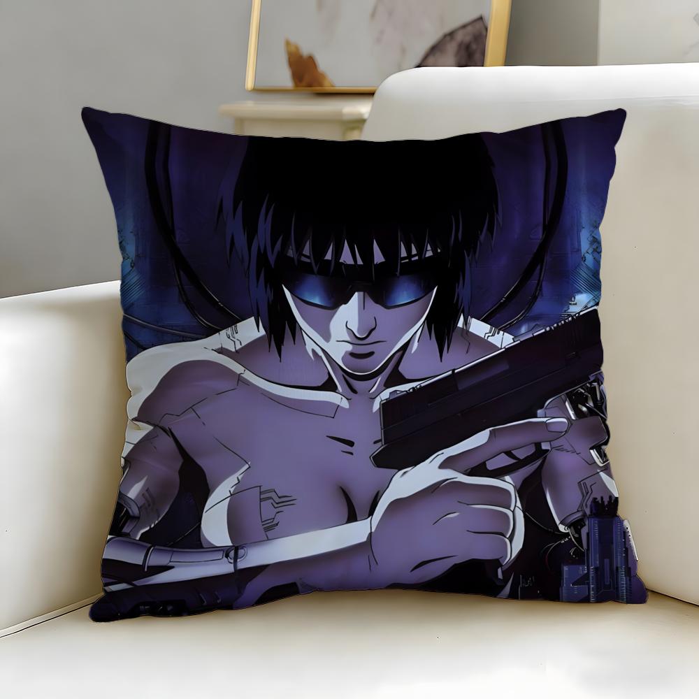 classic anime Ghost in the Shell Cushion Cover Soft & Easy-Wash Pillow Case – Versatile for Couch, Bed, Travel and Office