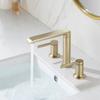 Basin Faucet Bathroom Widespread Three Holes 8 Inch Brass water Mixer Tap Brush Gold Black Basin Water Sink Mixer crane