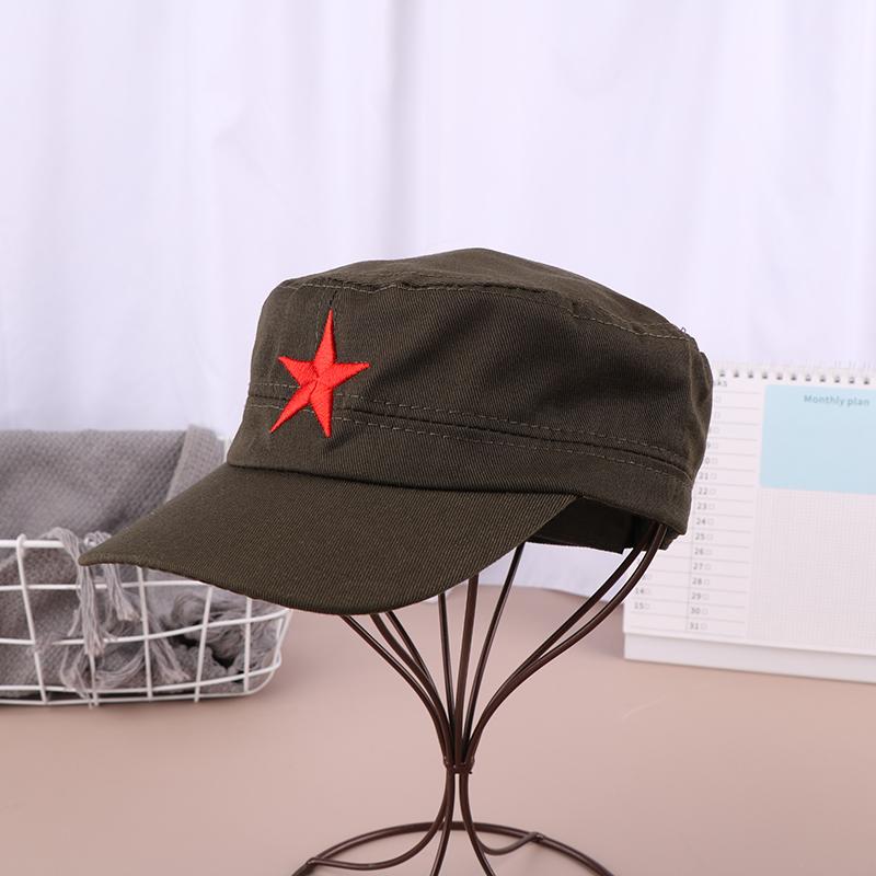 Solid Colors Men Women Army Cap Cadet Military Patrol Hat Golf Driving Red Star Pentagram Casual Hat