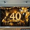 Bannière de fond pour fête d'anniversaire 40 ans - Thème scintillant noir et doré, célébration d'anniversaire en intérieur ou en extérieur