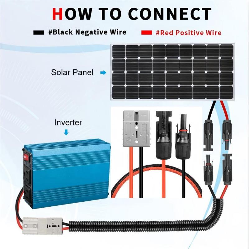 4Mm 12Awg Solar Panel Extension Cable With 50A Connector/Ring Terminal For Rv, Car Battery Charger Solar Panel Connect Adapter