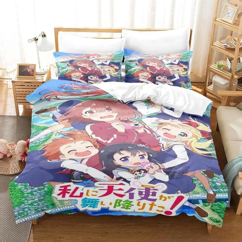 Andningsbart Mysigt Anime Wataten En Ängel Föll Ner Till Mig Storlek Säng Vuxen Barn Sovrum Set Enkel Tvilling Full Queen King Täcke
