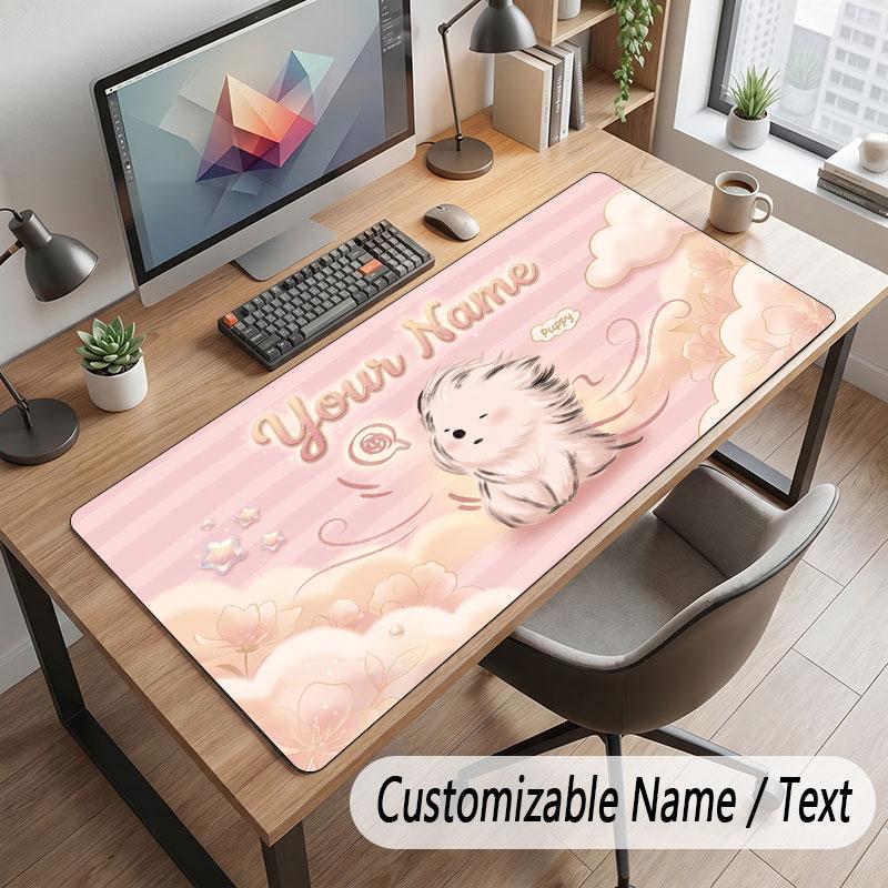 Dog Theme Customized Mouse Pad Personalized Print Name Text Desk Mat For Home Office Table Decor