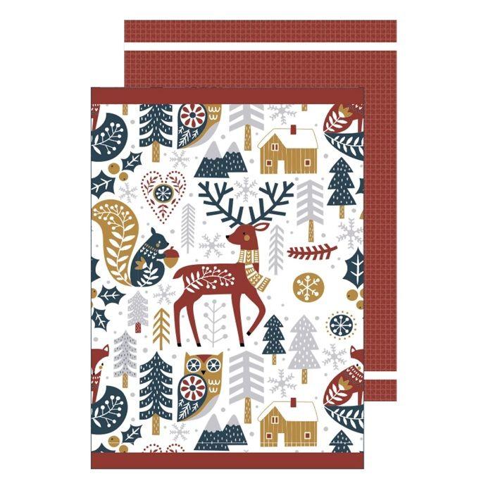 Torchons - Lot de 2 - 50 x 70 cm - 100% coton absorbant - Marron