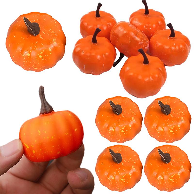 6PCS/Lot Yellow Simulated Pumpkin Harvest Thanksgiving Halloween Atmosphere Decoration DIY Material for Home Party Handcraft ZYF