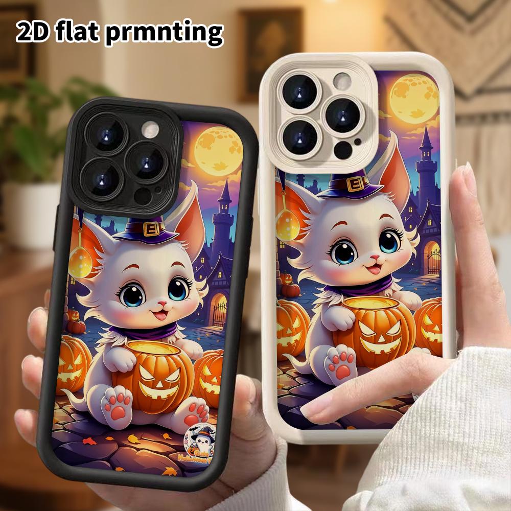 Phone Case: 2D Flat Design Suitable for iPhone 18 17 16 15 14 13 Pro Stepped Protective Case, Wizard Little Cat, Christmas and Halloween Gift