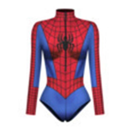 Women's armor 3D printed cosplay long sleeve zipper tight swimsuit