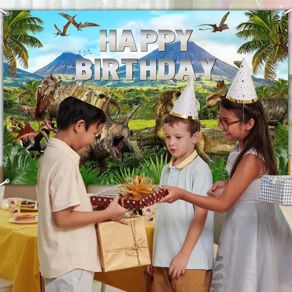 Avezano Dinosaur Happy Birthday Banner Dinosaur Happy Birthday Party Decorations Backdrop for Boy Jurassic Jungle Dino Theme Party Banner Photo Prop
