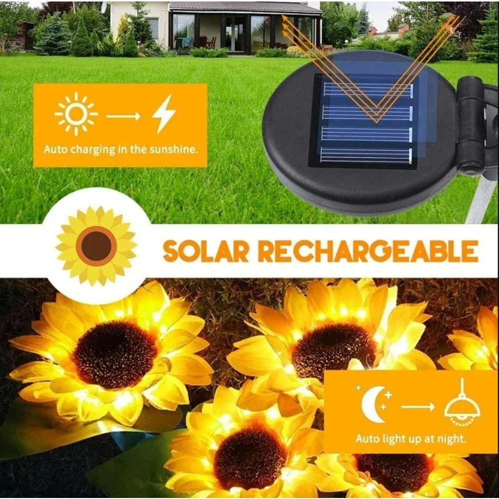 LED Solar Sunflower Outdoor Lawn Light IP65 Waterproof Pathway Yard Wedding Holiday Garden Decoration Solar Flowers Lamp