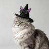 Cosplay Headgear for Dogs Pet Halloween Witch Hat, Bows/Pumpkins Decor, Adjustable Felt Cap Costume Accessory, Lightweight Comfortable Headwear,