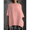 T-shirt Artigianale in Misto Cotone e Lino con Design a Patchwork per Donna Casual