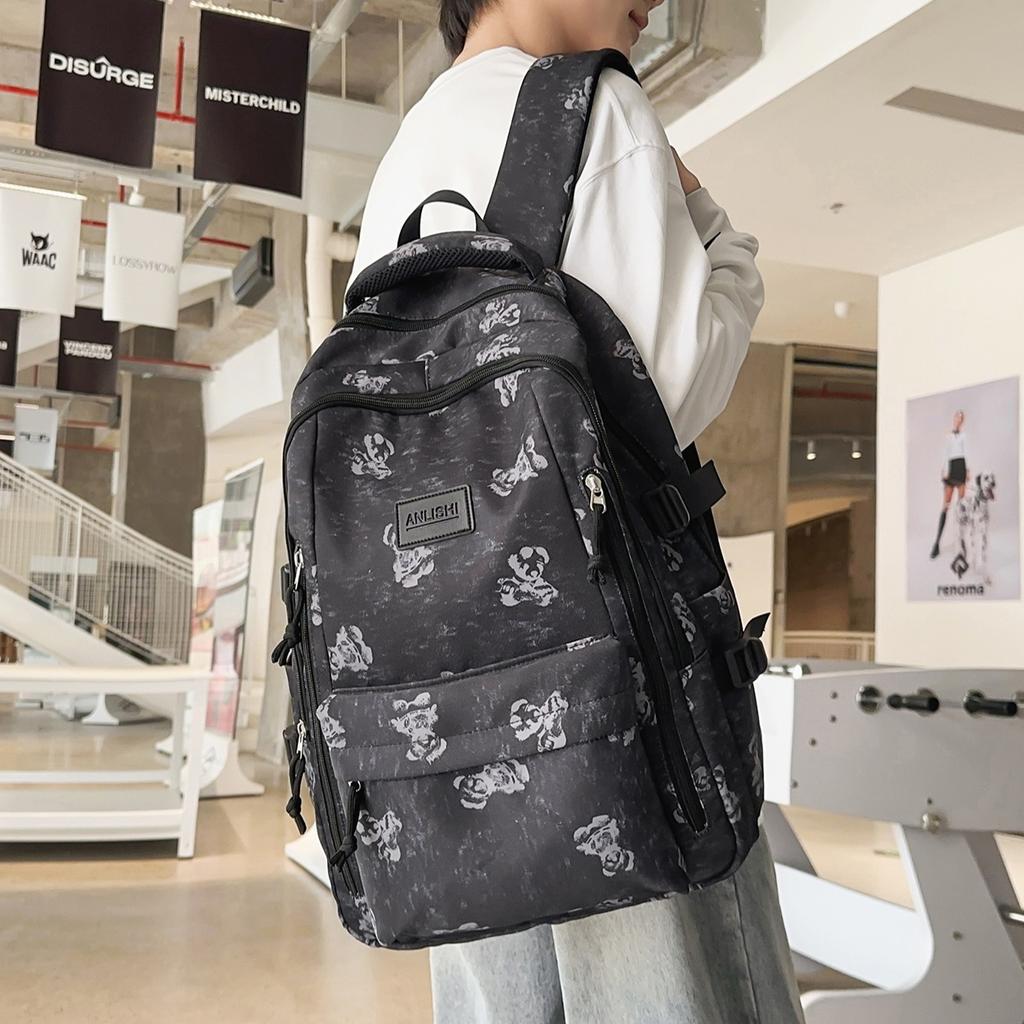 Schoolbag New Large Capacity Bear Backpack Student School Bag Men's Niche Ins High Value Fashion Casual Lightweight Backpack