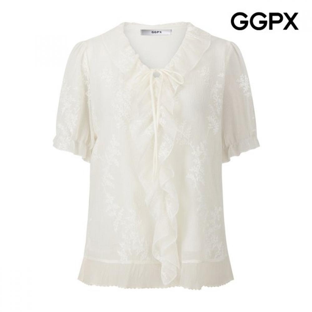 Ggpx V Neck Lace Ruffle Blouse Gq5sh022f creamy/F