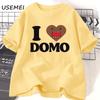 I Love Domo Kun Gesicht TShirt Cartoon Funny Graphic T Shirts Cotton Short Sleeve Tee Shirt Women Oversize Basic Tops Tee