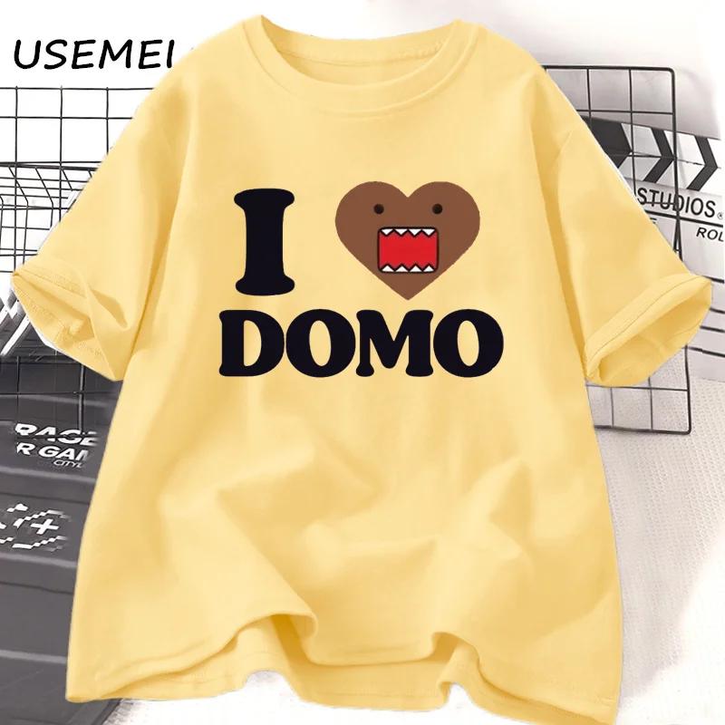 I Love Domo Kun Gesicht TShirt Cartoon Funny Graphic T Shirts Cotton Short Sleeve Tee Shirt Women Oversize Basic Tops Tee